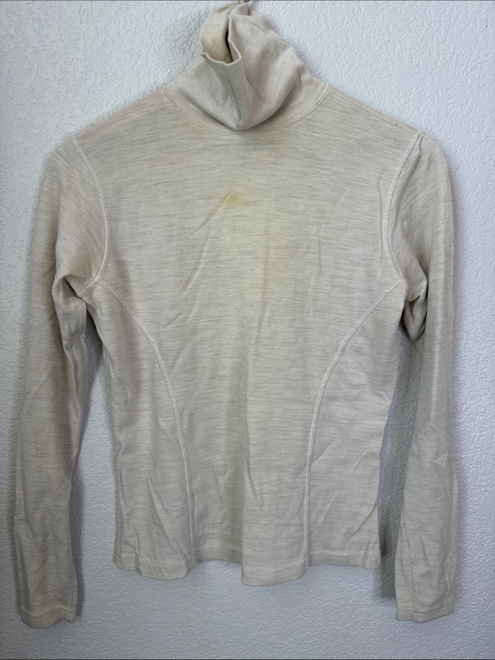 Smartwool Turtle Neck Long Sleeve Base Layer Merino Wool Cream size Medium